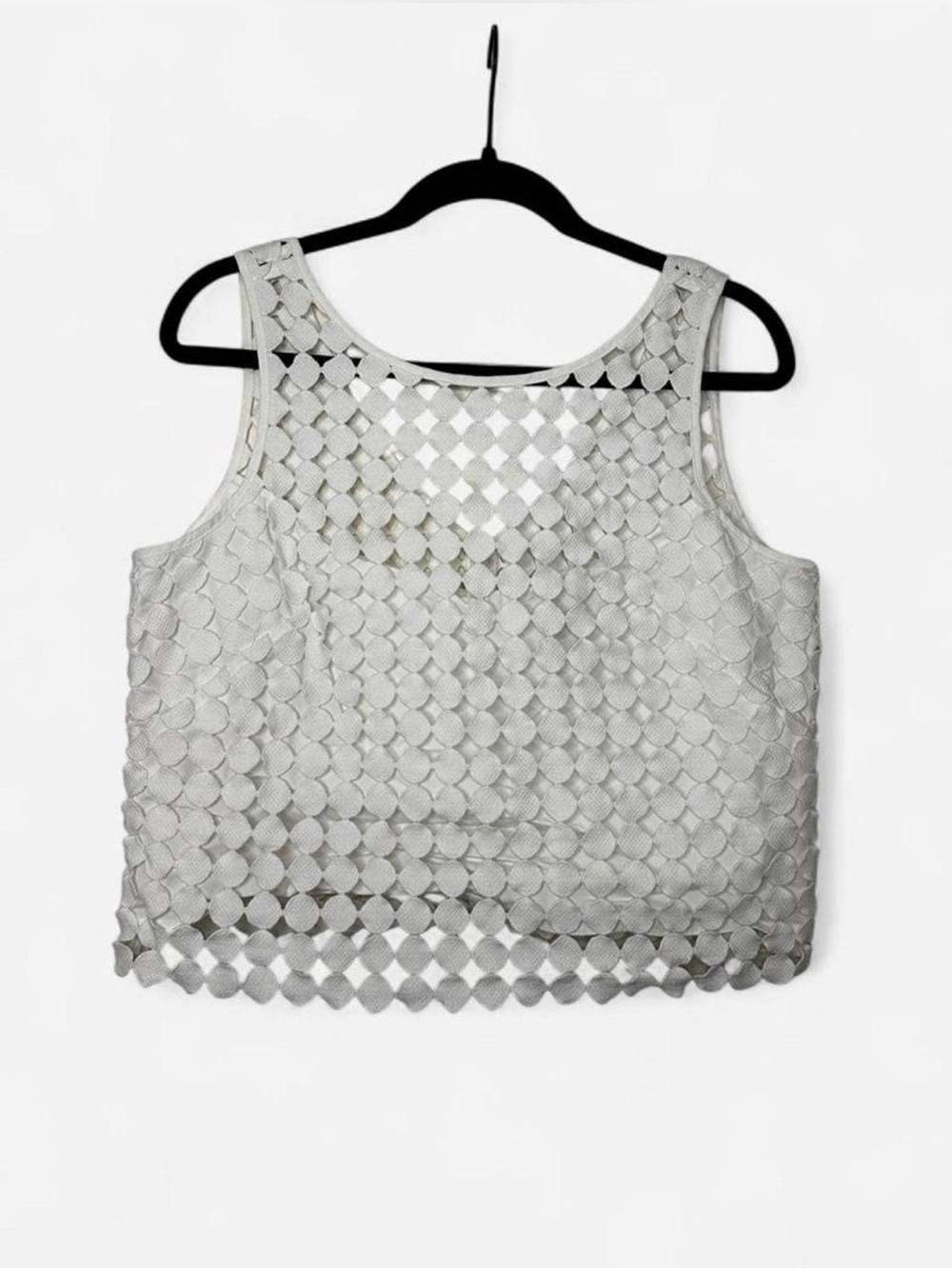 White House Black Market Silver Geometric Cutout Tank